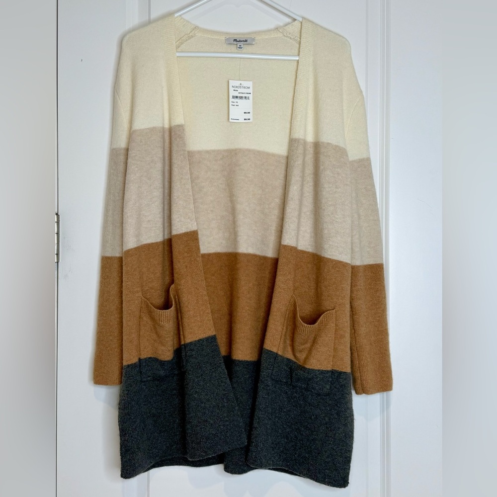 Madewell Kent Striped Cardigan Sweater Wool Alpaca Blend women’s size XS Browns